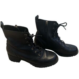 Cole Haan Camea Waterproof Black Leather Combat Boots Size 8B